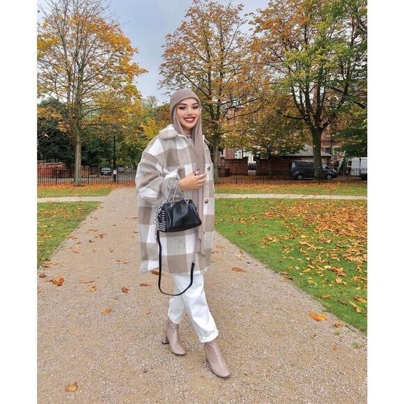 Oversized Shirt Plaid Jacket Shacket Neutrals New - Picture 11 of 16